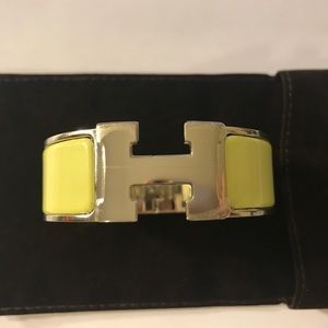 Yellow Palladium Hermes Clic Clac Bracelet PM WIDE