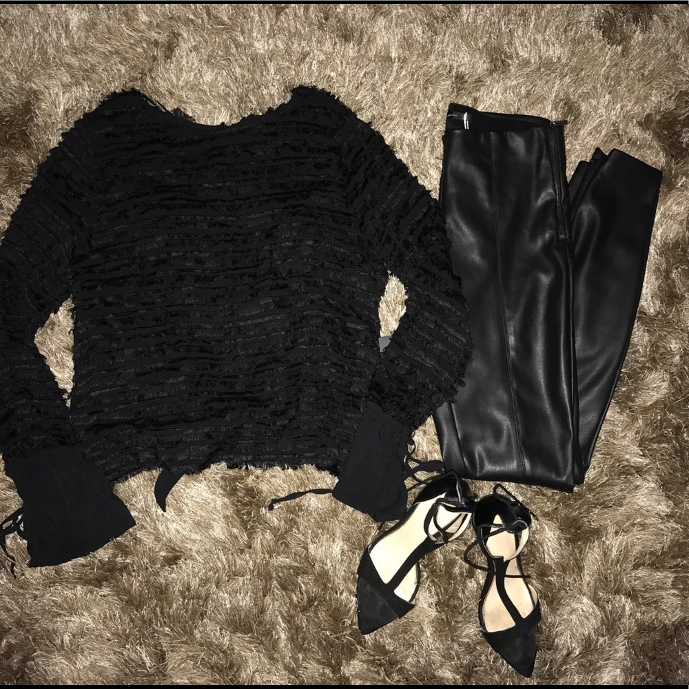 NWT ZARA Long Sleeve Open Back Blouse