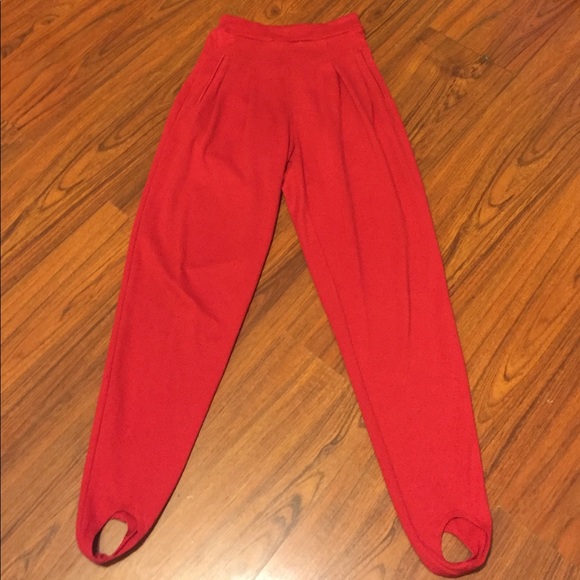 red stirrup pants