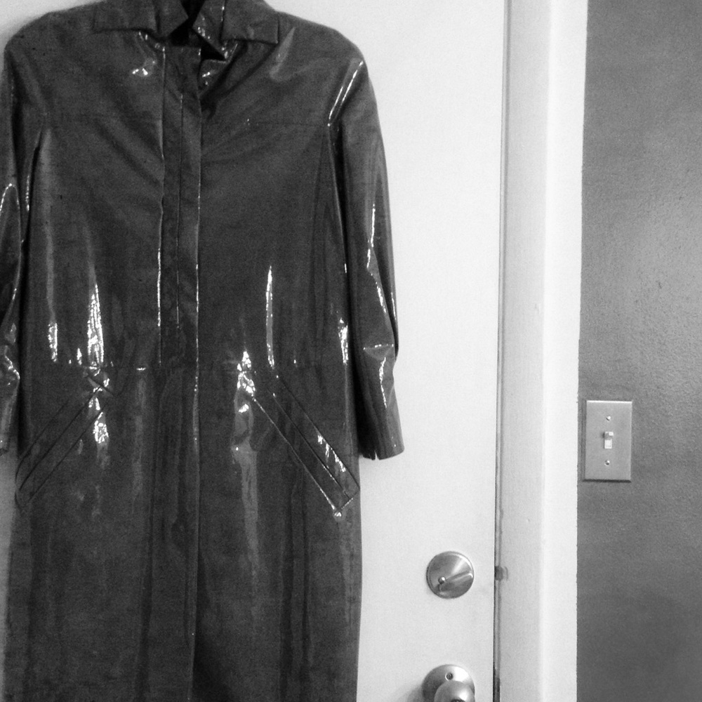 Valentino dark gray Patton leather coat