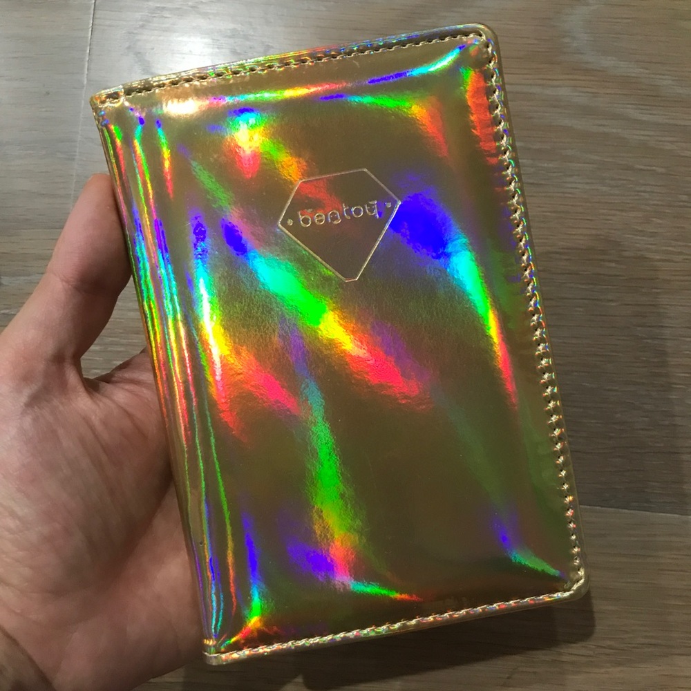 Holographic Gold rainbow Card passport holder case
