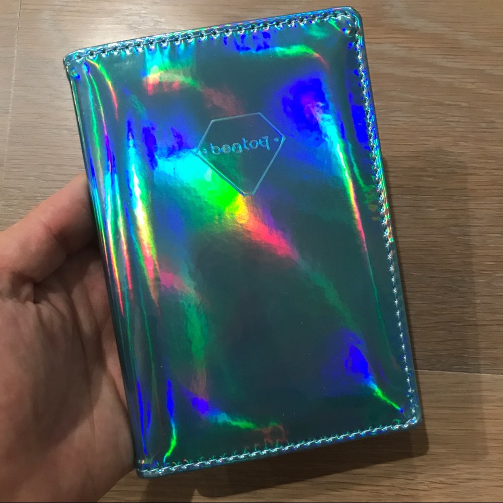 Holographic Blue rainbow Card passport travel case