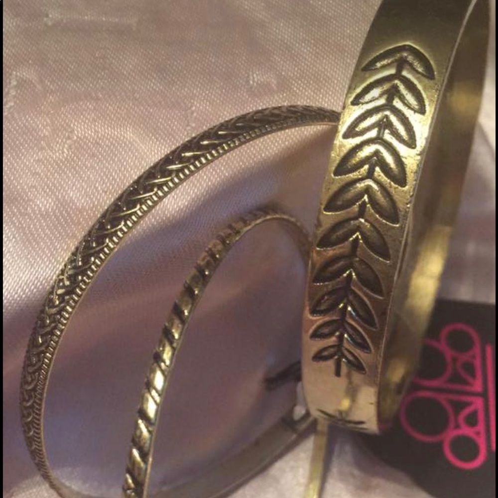 Gold Leaf Bangle Bracelets