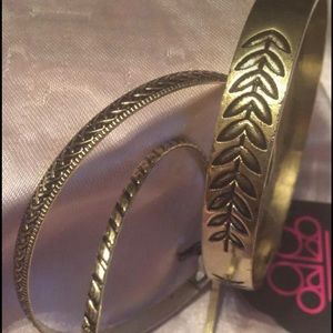 Gold Leaf Bangle Bracelets