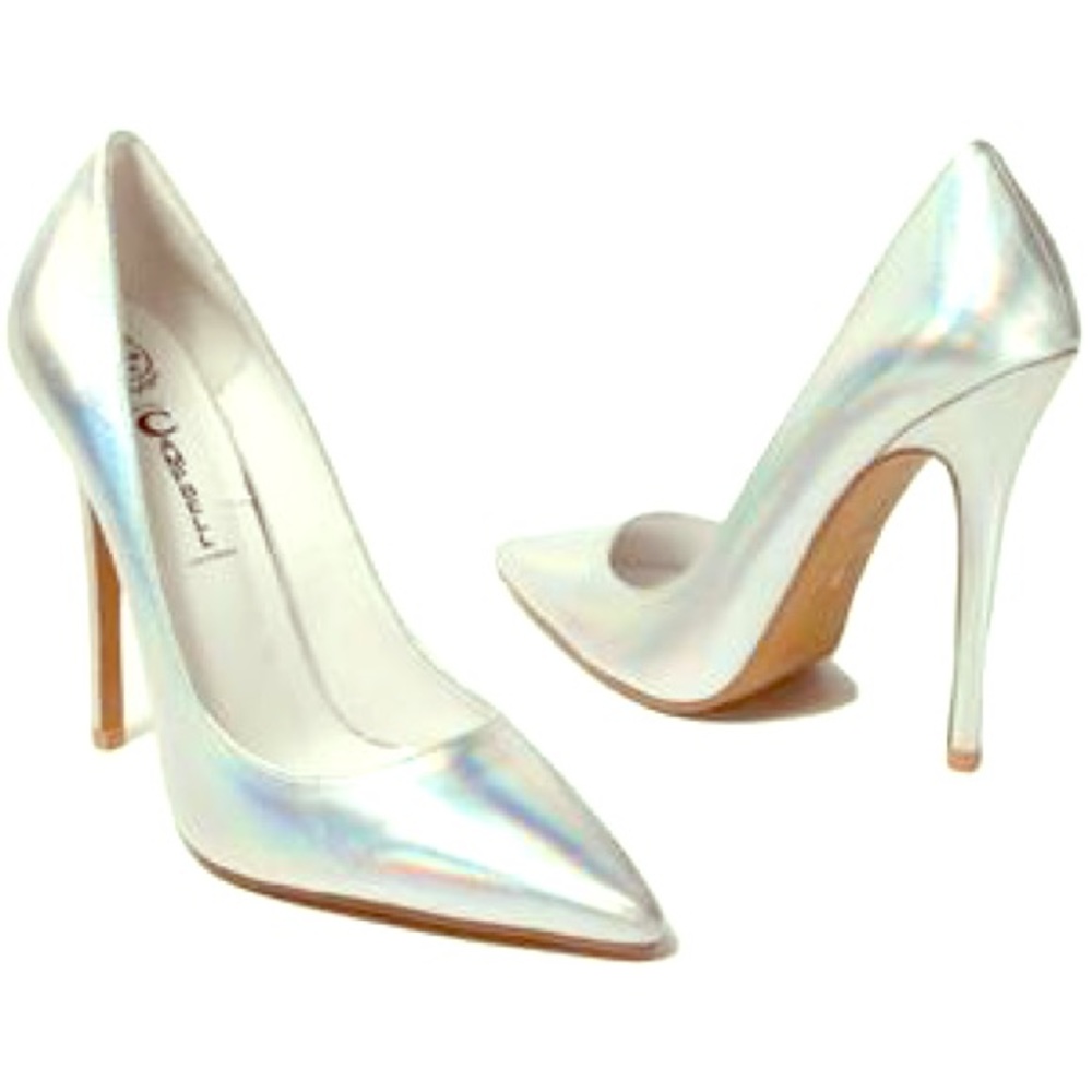 Jeffrey Campbell Darling Silver Hologram Heels