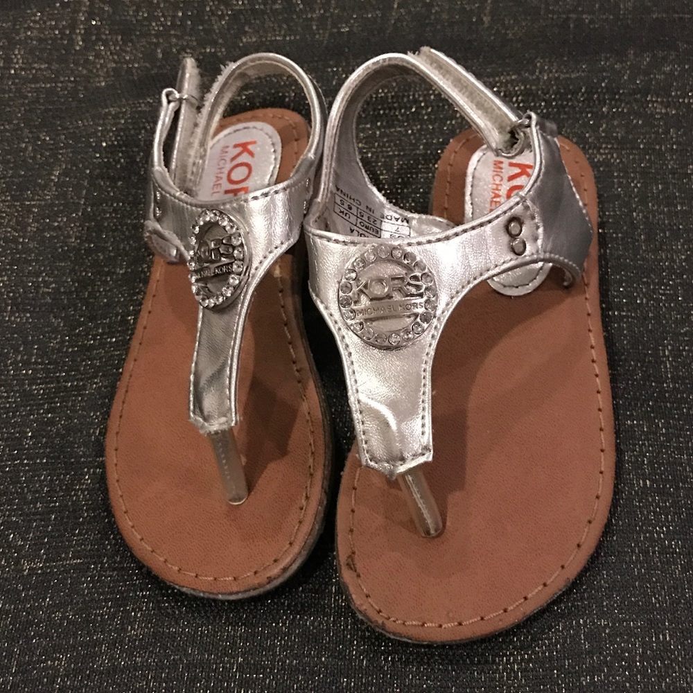 Michael Kors Silver Toddler Thong Sandals