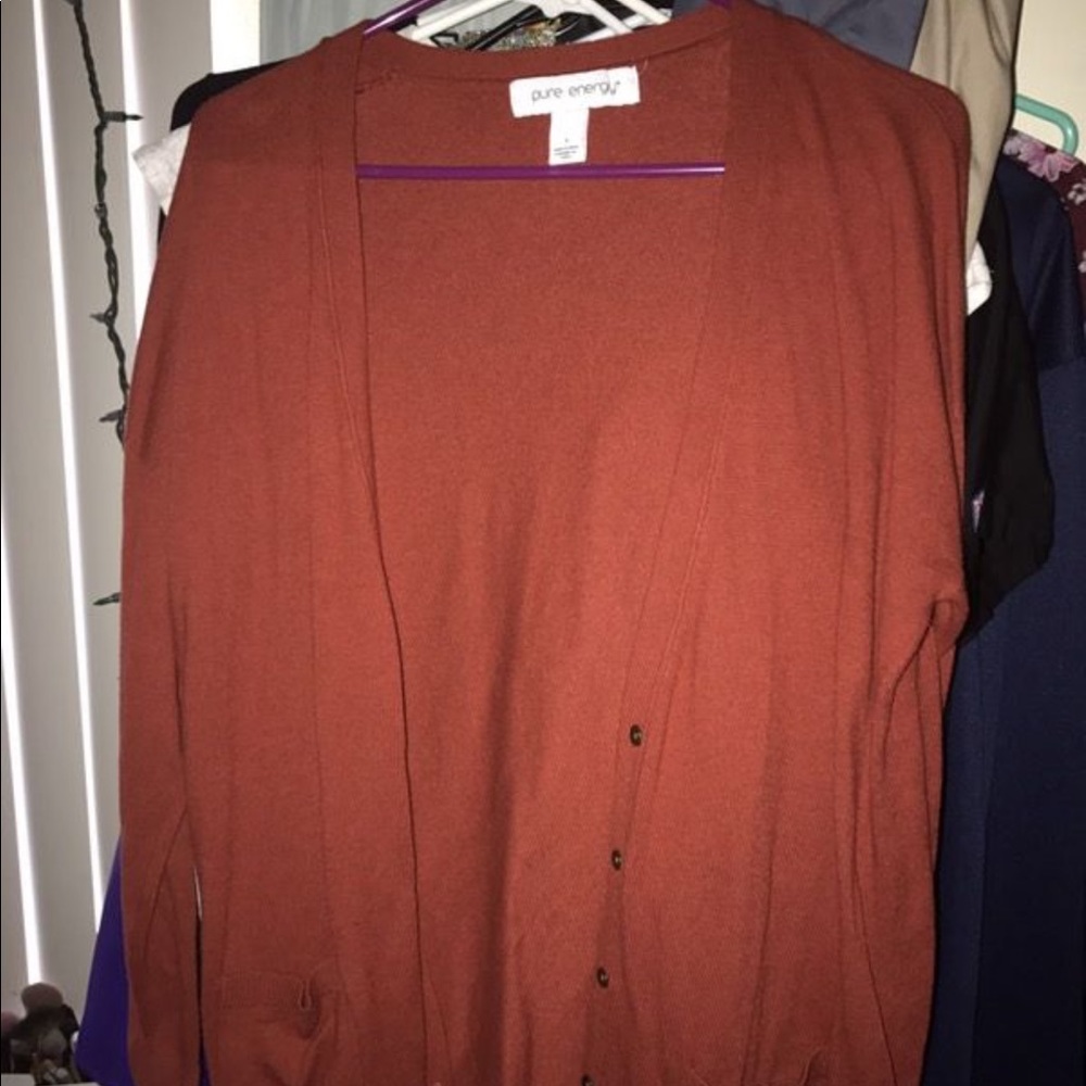 Long burnt orange cardigan