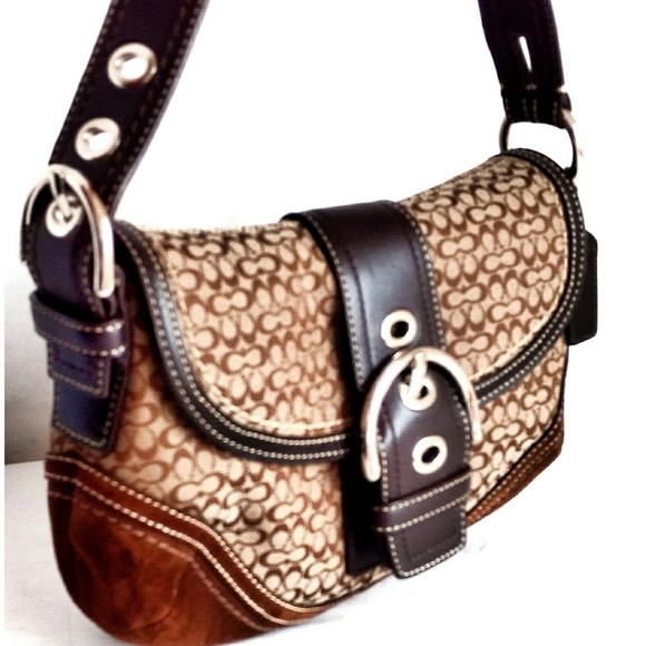 Coach Handbags - Coach Brown Soho Tote Canvas & Suede Purse