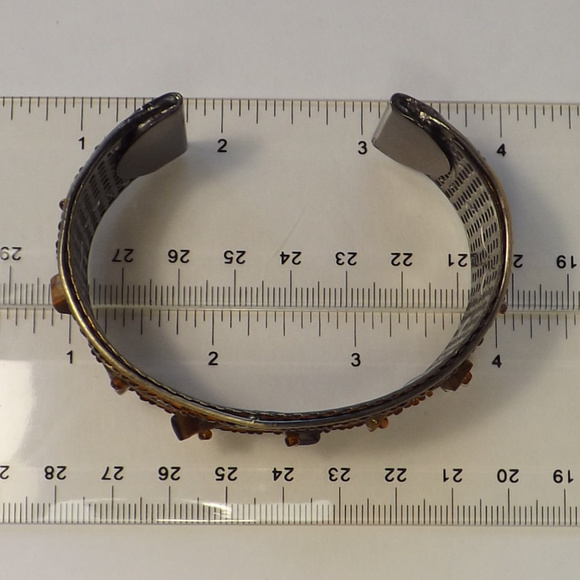 vintage cuff bracelet amber tigers eye steel brass - Picture 7 of 8