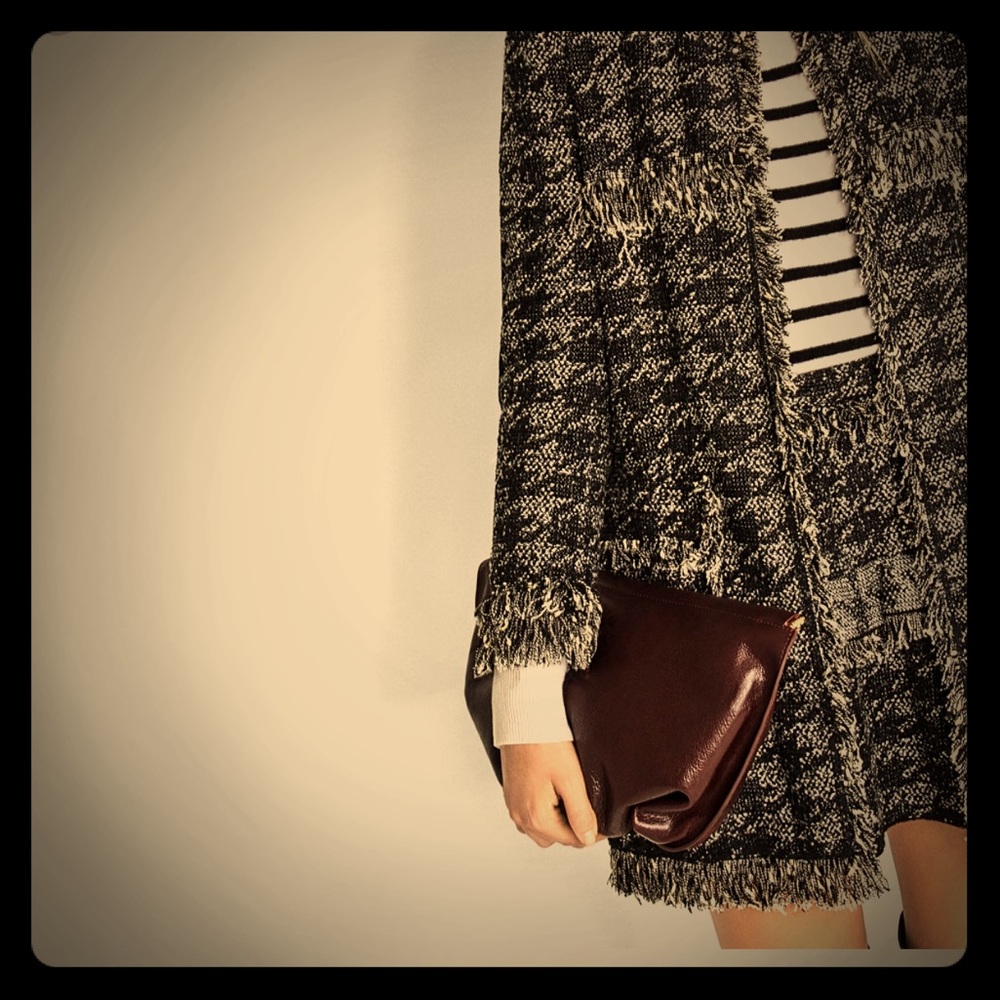 ZARA CRACKLED LEATHER CLUTCH CHAIN STRAP BURGUNDY