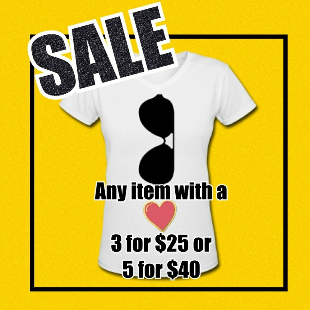 Any item with a ❤ 3 for $25 or 5 for $40