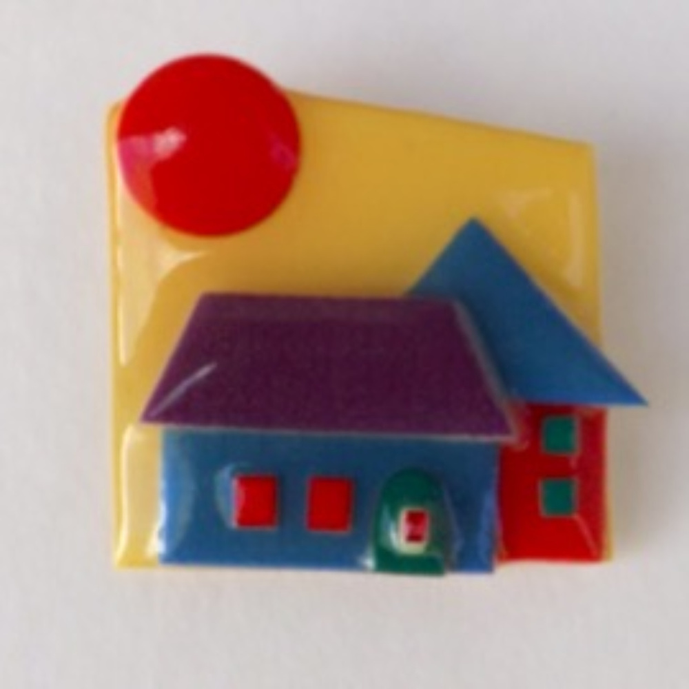vintage brooch lapel pin houses sun dimensional