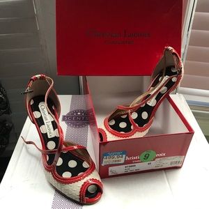 Christian Lacroix Red & Creme Heels