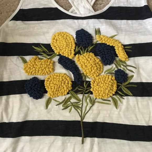 Anthropologie Pilcro striped floral embroidery top - Picture 2 of 3