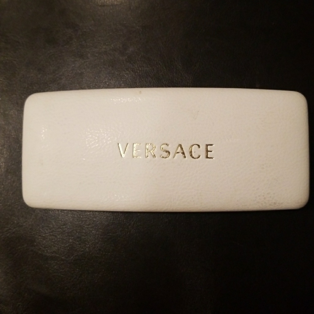 White Versace glasses case