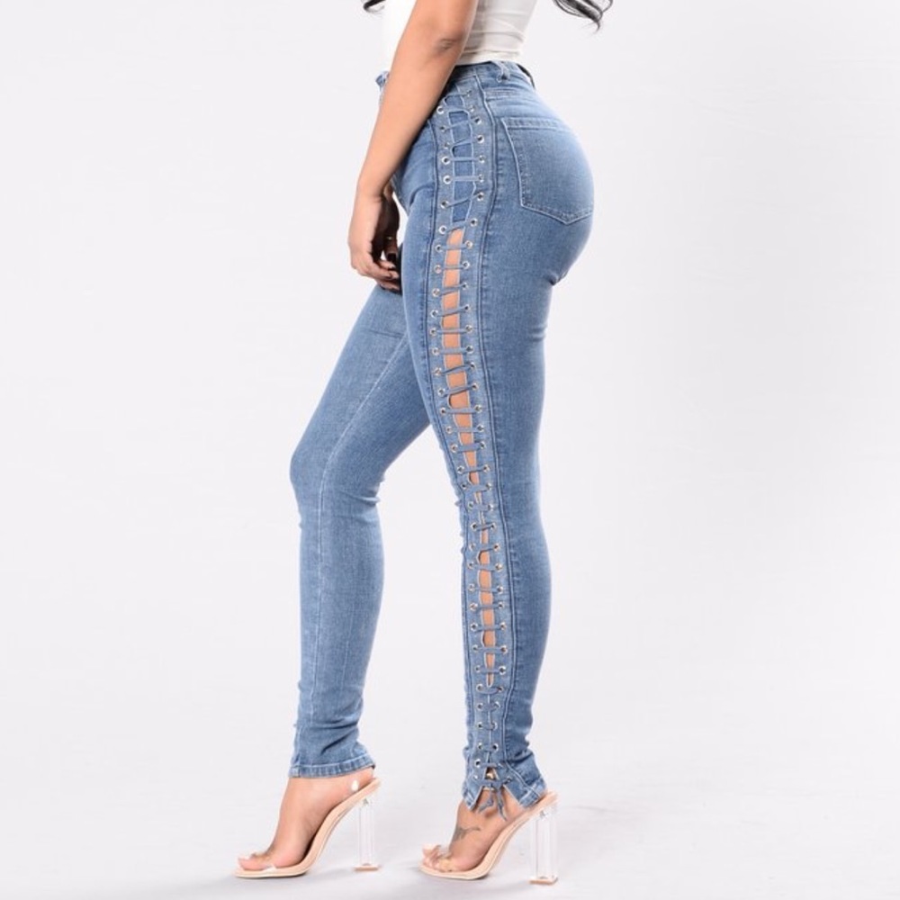 Lace Up Jeans