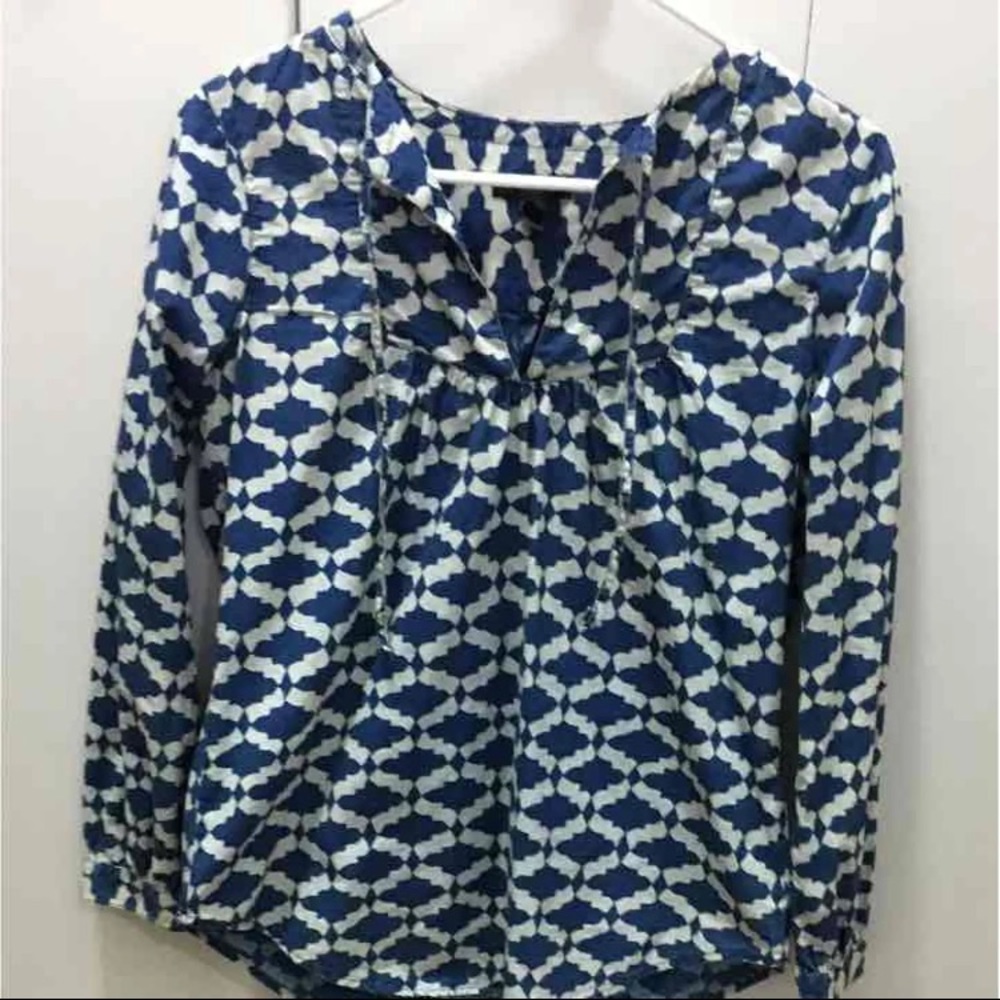 J Crew Chambray and Ivory Tunic