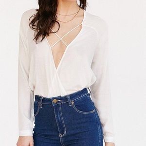 Silence + Noise Mayfair Plunge Surplice White Top