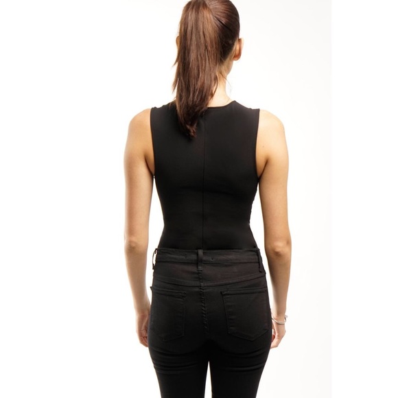 Black Mesh Cut Out Bodysuit - Picture 5 of 6