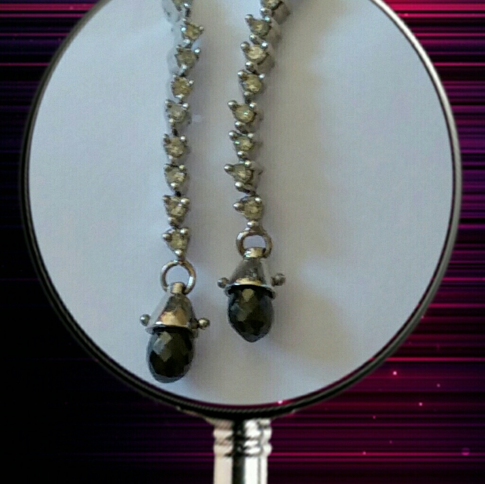 Black and white Briolette Dangle Earrings