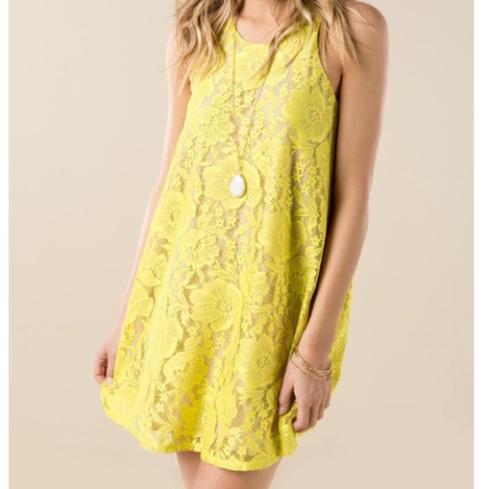Lemon, lace Shift mini dress