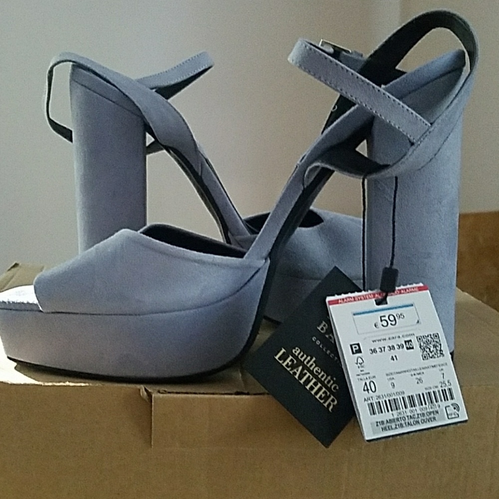 Blue Suede Platform Sandals