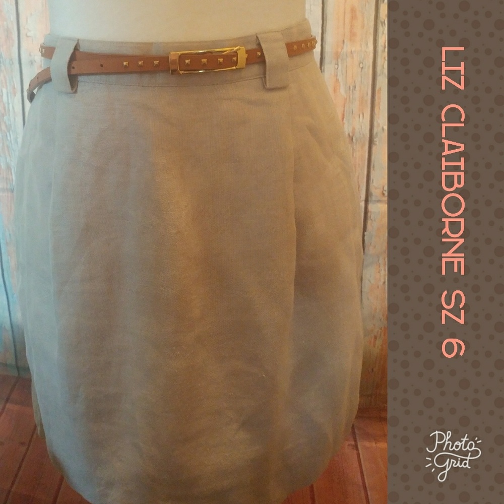 Liz Claiborne Linen Skirt Sz 6P