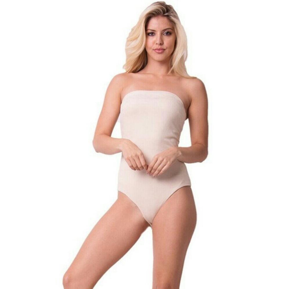 Faux Suede Strapless Bodysuit
