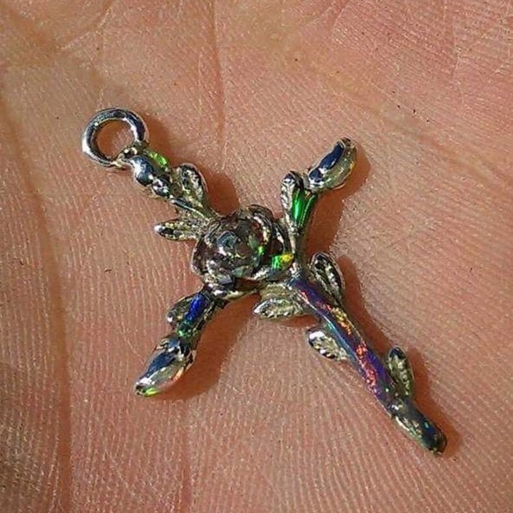 Sterling Opal Rose cross