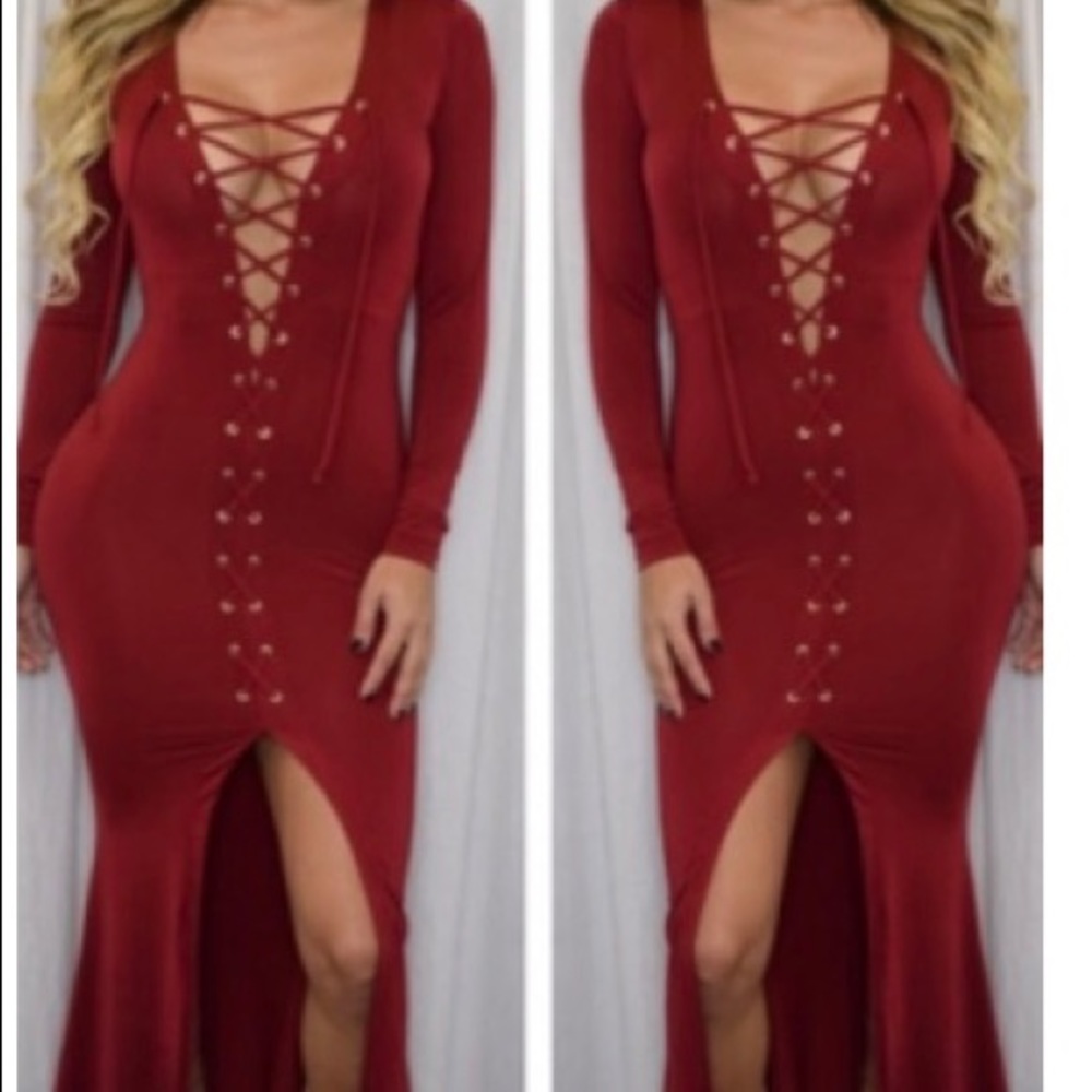 Red lace up maxi dress❤️🌈🍭