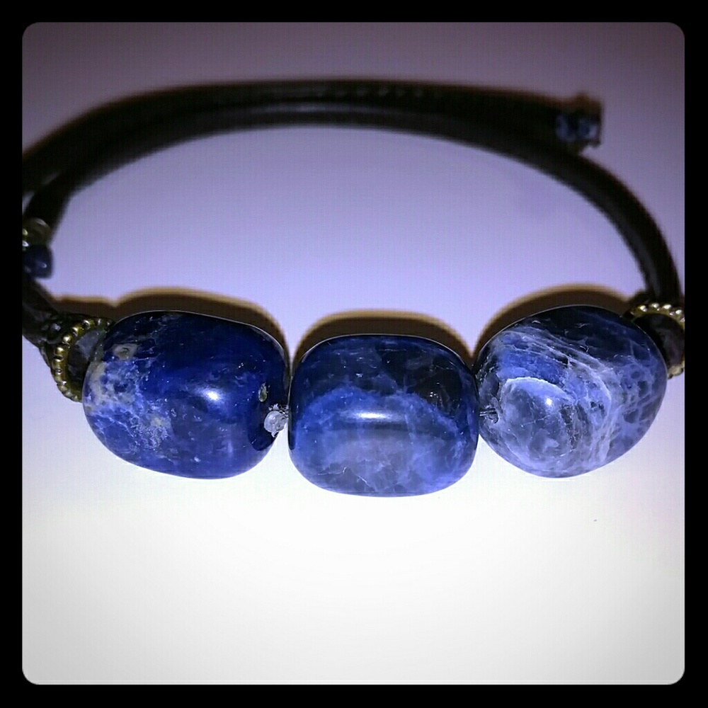 1990s Vintage boho blue stone choker