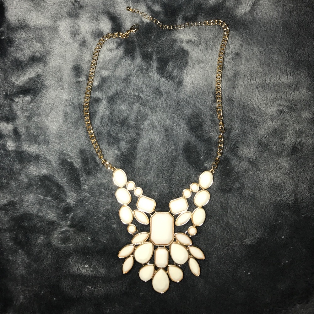 White and gold statement necklace