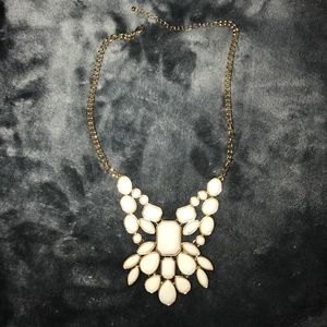 White and gold statement necklace