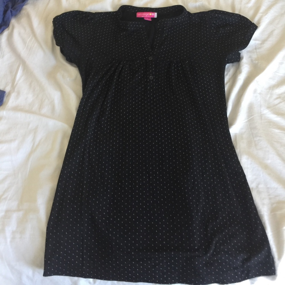 Black polka dot maternity shirt