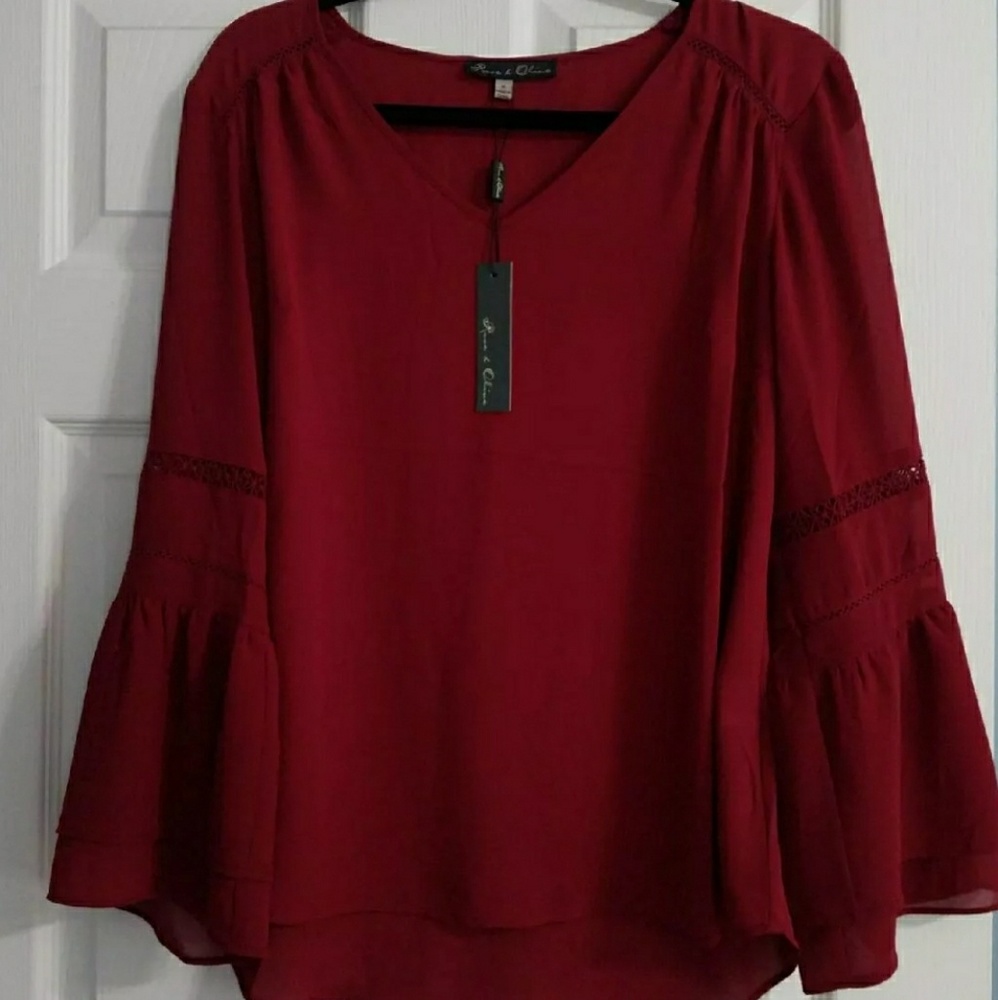 SOLD - Dark Red Boho Blouse