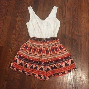 Vibrant Lace Pattern Romper
