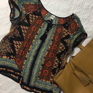 Bila sheer rayon blouse with tie neck