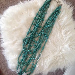 Huge beaded boho turquoise necklace