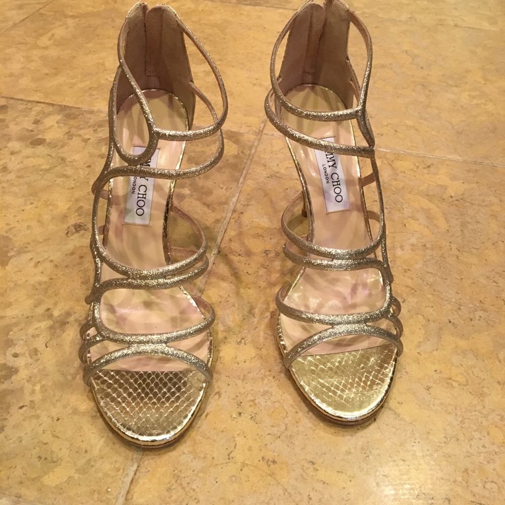 Jimmy Choo gold sandals