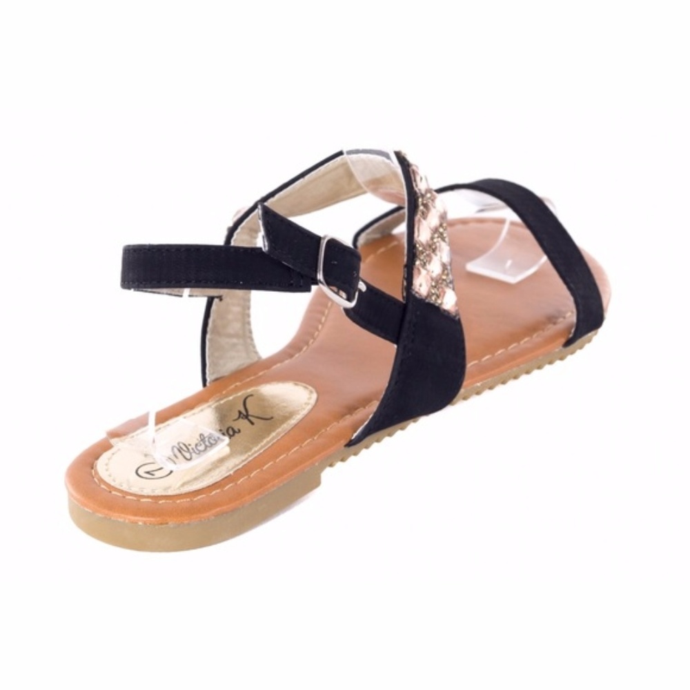 Women Black Slingback Thong Flat Sandals S-1971 - Picture 4 of 4