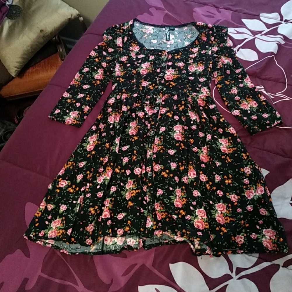 Feathers Floral Print Skater Dress