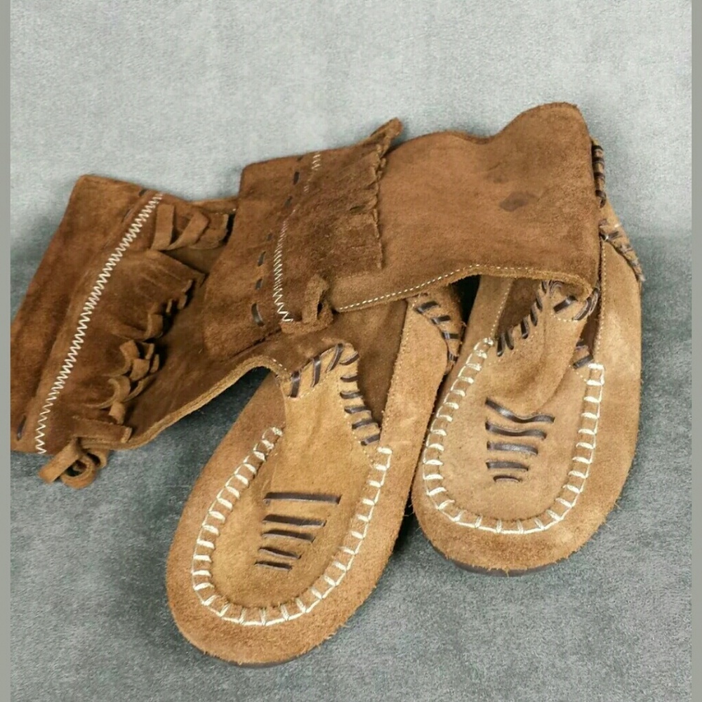 VINTAGE GIRLS FRINGE MOCCASINS 1.5-2