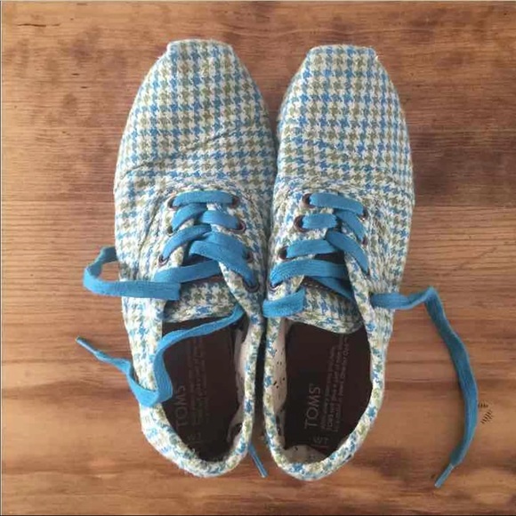 Toms Sneakers Blue / Green Houndstooth - Picture 1 of 4