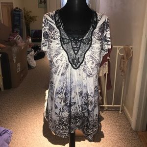 Black and White Floral Blouse