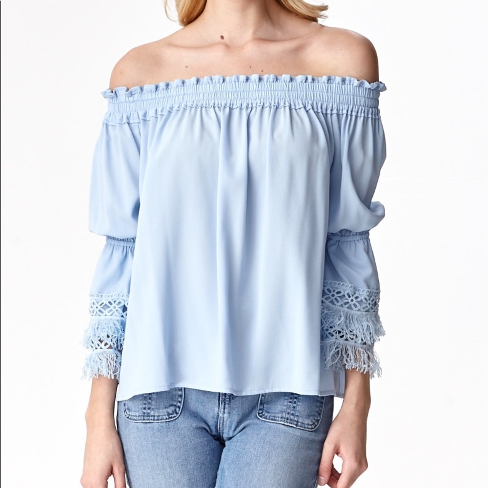 New Off Shoulder Blue Blousse