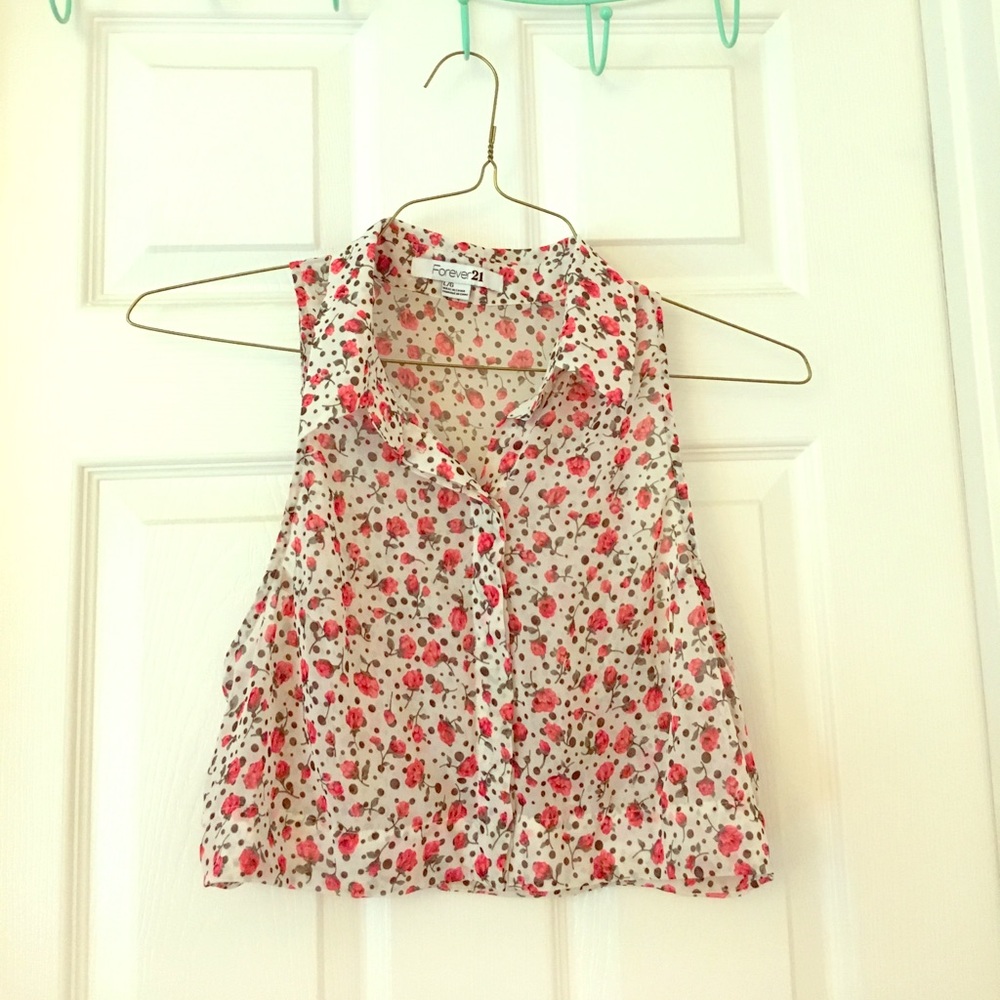 Sheer floral crop top. NWOT