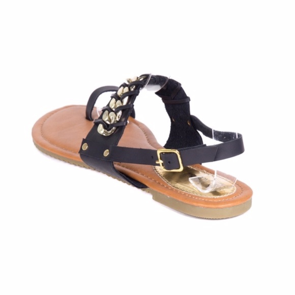 Women Black Slingback Thong Flat Sandals S-1933 - Picture 3 of 4