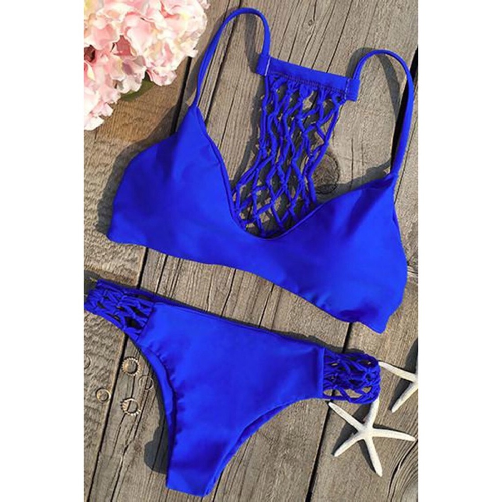 BRAND NEW ROYAL BLUE CROTCHET DETAILS BIKINI