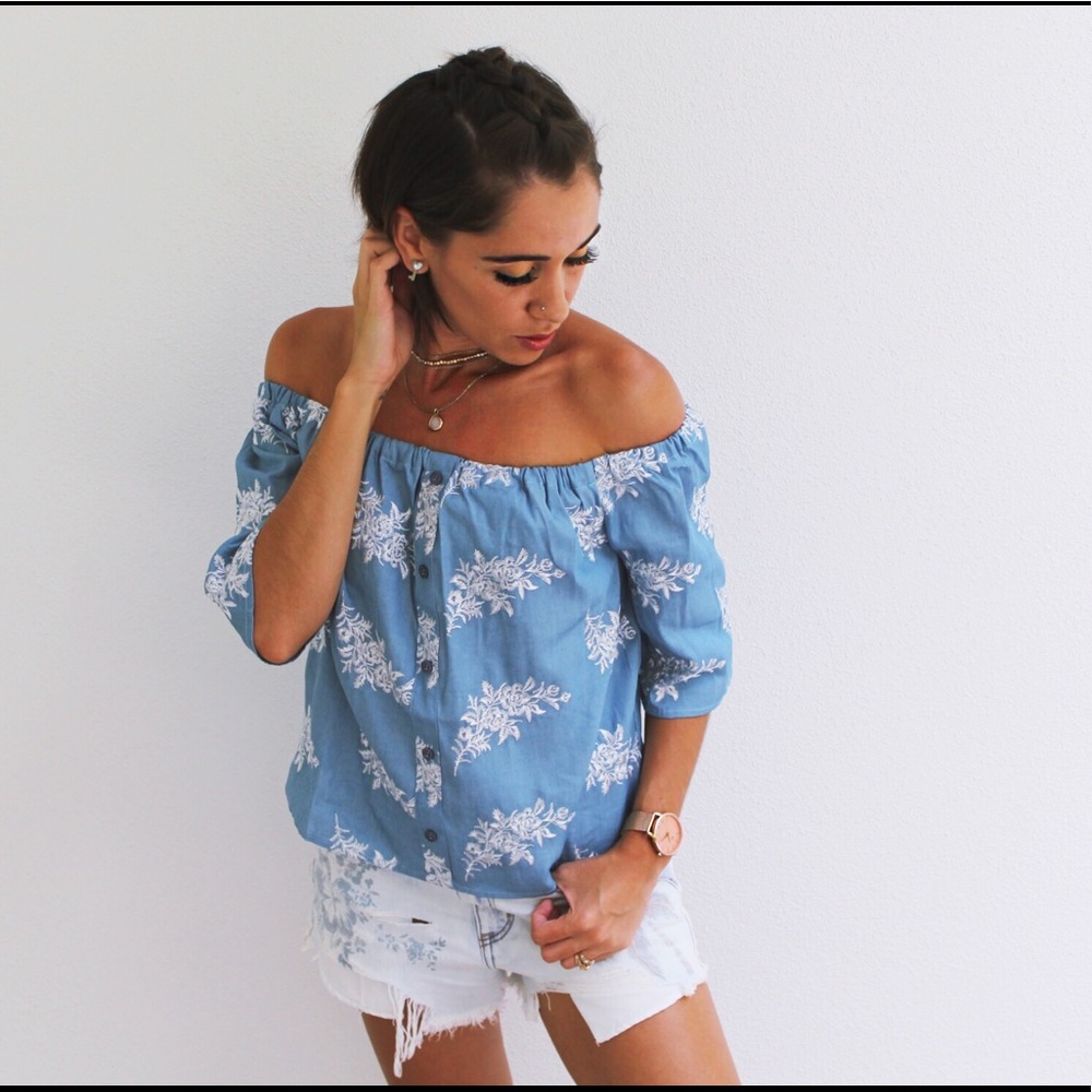 Denim Off The Shoulder Top