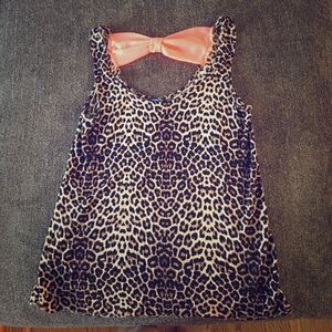 Leopard print tank top with back bow